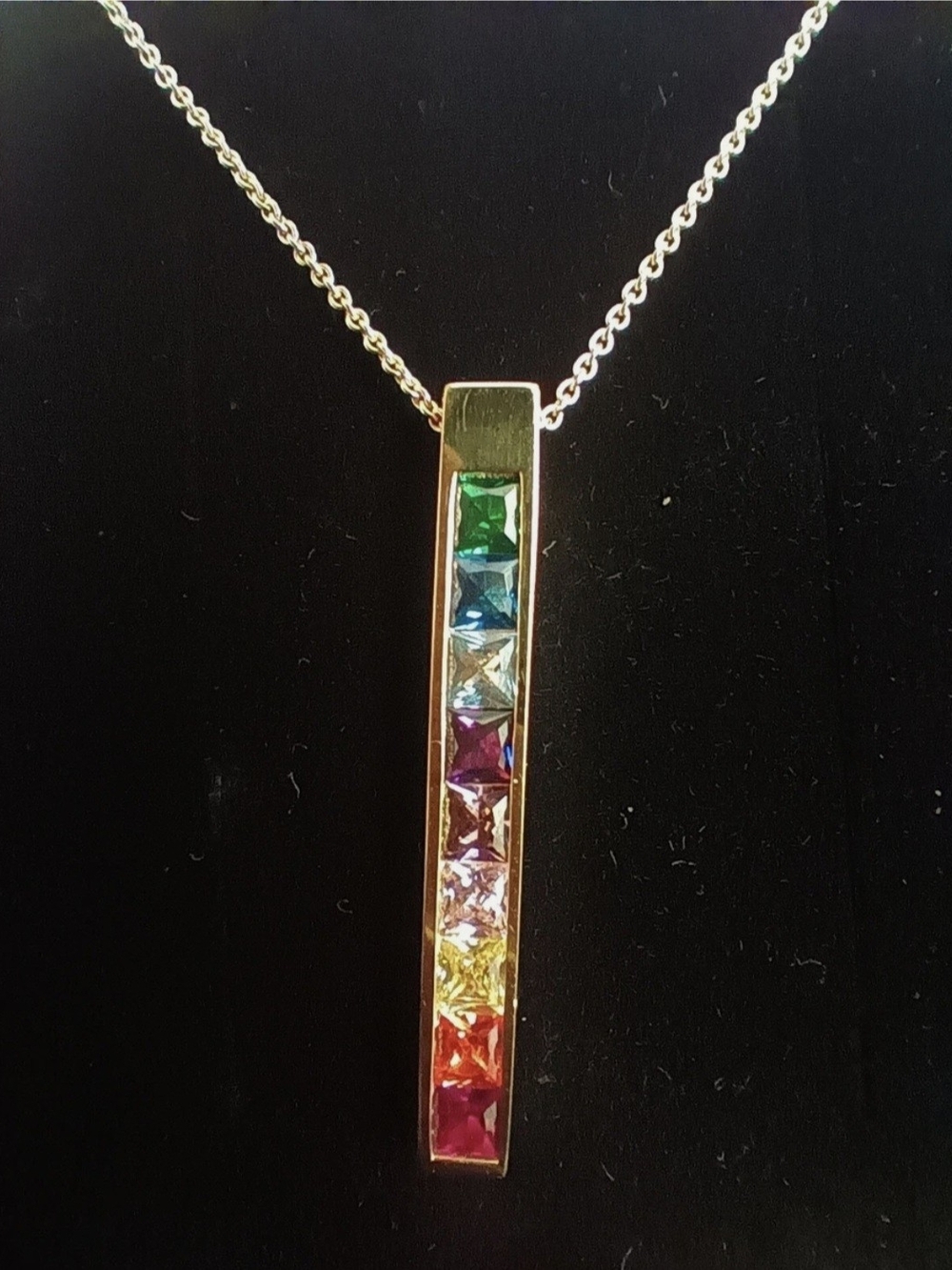 Thomas Sabo Bar Pendant Necklace 925 Sterling Silver 18 K Gold Plated New